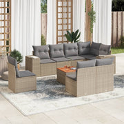 Loungeset 9-delig poly rattan beige