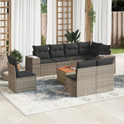 Loungeset 9-delig poly rattan grijs