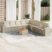 Loungeset 10-delig poly rattan beige