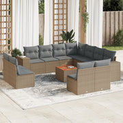 Loungeset 12-delig poly rattan beige