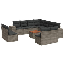 12-delige Loungeset met kussens poly rattan grijs Grijs