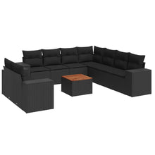10-Delige Loungeset Met Kussens Poly Rattan Zwart