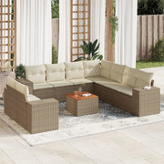 Loungeset 10-delig poly rattan beige