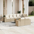 9-piece Lounge Set with Cushions Poly Rattan Beige