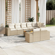 Loungeset 9-delig poly rattan beige