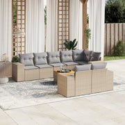 Loungeset 9-delig poly rattan beige
