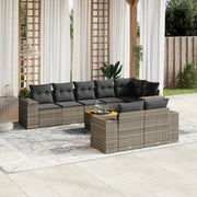 Loungeset 9-delig poly rattan grijs