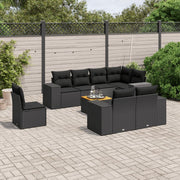 Loungeset 9-delig poly rattan zwart