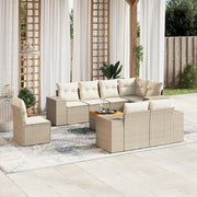 Loungeset 9-delig poly rattan beige