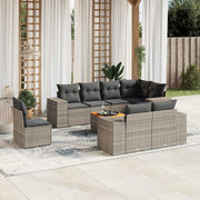 Loungeset 9-delig poly rattan grijs