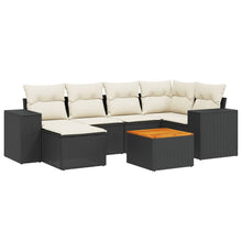 7-Delige Loungeset Met Kussens Poly Rattan Zwart