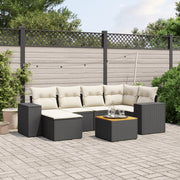 Loungeset 7-delig poly rattan zwart