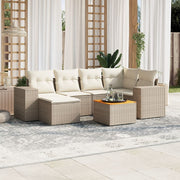 Loungeset 7-delig poly rattan beige