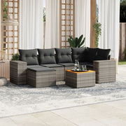 Loungeset 7-delig poly rattan grijs