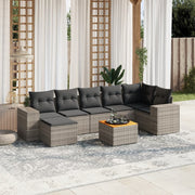 Loungeset 8-delig poly rattan grijs