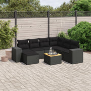 Loungeset 8-delig poly rattan zwart