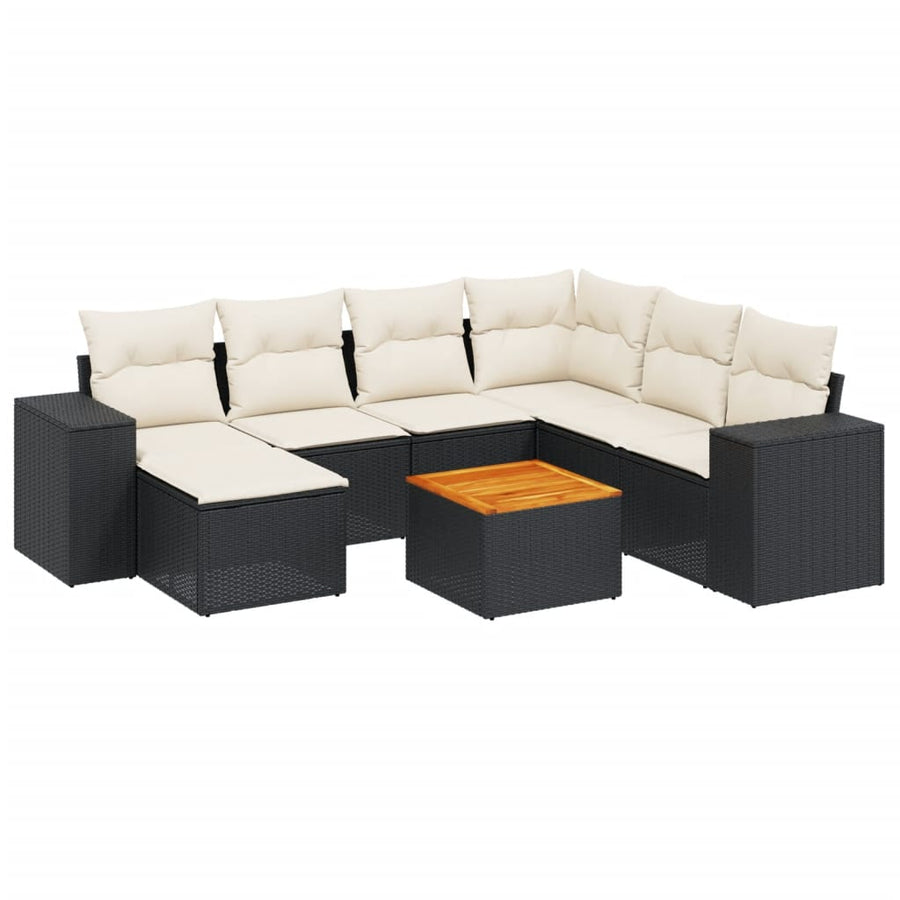 8-Delige Loungeset Met Kussens Poly Rattan Zwart