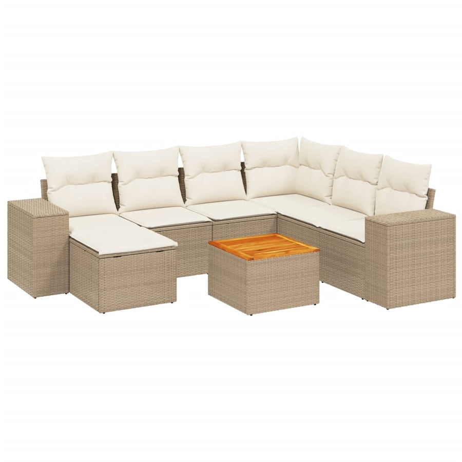 8-Delige Loungeset Met Kussens Poly Rattan Beige