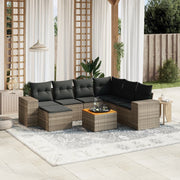 Loungeset 8-delig poly rattan grijs