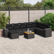 Loungeset 9-delig poly rattan zwart