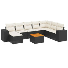 9-Delige Loungeset Met Kussens Poly Rattan Zwart