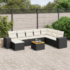 9-Delige Loungeset Met Kussens Poly Rattan Zwart