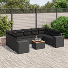 10-Delige Loungeset Met Kussens Poly Rattan Zwart