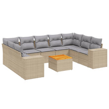 10-Delige Loungeset Met Kussens Poly Rattan Beige