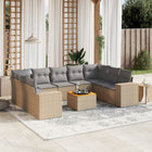 10-Delige Loungeset Met Kussens Poly Rattan Beige