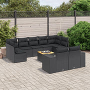 Loungeset 10-delig poly rattan zwart