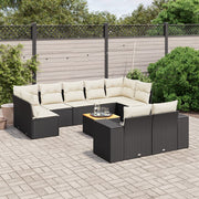 Loungeset poly rattan 10-delig zwart