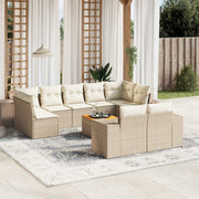 Loungeset 10-delig poly rattan beige
