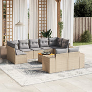 Loungeset poly rattan 10-delig beige