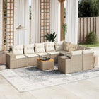 10-Delige Loungeset Met Kussens Poly Rattan Beige