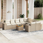 Loungeset 10-delig poly rattan beige