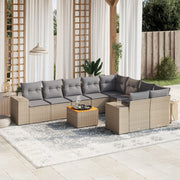 Loungeset 10-delig poly rattan beige