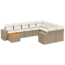 10-Delige Loungeset Met Kussens Poly Rattan Beige