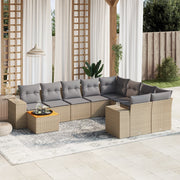 Loungeset 10-delig poly rattan beige