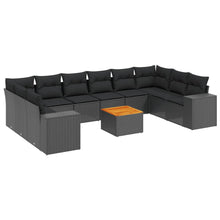 11-Delige Loungeset Met Kussens Poly Rattan Zwart