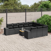 Loungeset 11-delig poly rattan zwart