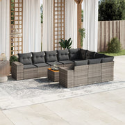 Loungeset 11-delig poly rattan grijs