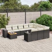 Loungeset 11-delig poly rattan zwart