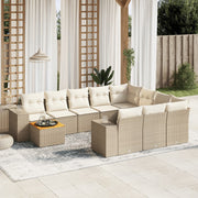 Tuinset 11-delig poly rattan beige met opbergfunctie