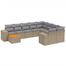 11-Delige Tuinset Met Kussens Poly Rattan Beige