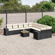 Loungeset 11-delig poly rattan zwart