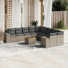 11-Delige Loungeset Met Kussens Poly Rattan Grijs