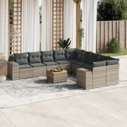 Loungeset 11-delig poly rattan grijs