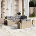 10-piece Lounge Set with Cushions Poly Rattan Beige