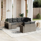 10-piece Lounge Set with Cushions Poly Rattan Grey