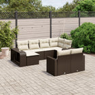 Loungeset poly rattan 10-delig bruin